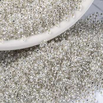 MIYUKI Round Rocailles Beads, Japanese Seed Beads, (RR1) Silverlined Crystal, 15/0, 1.5mm, Hole: 0.7mm, about 5555pcs/bottle, 10g/bottle