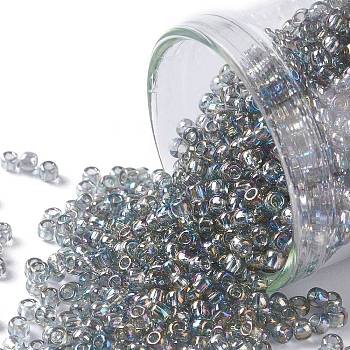 TOHO Round Seed Beads, Japanese Seed Beads, (176) Transparent AB Black Diamond, 11/0, 2.2mm, Hole: 0.8mm, about 5555pcs/50g