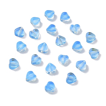 Transparent Glass Pendants,  Heart, Light Sky Blue, 5.5x6x2mm, Hole: 1mm