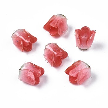 Plastic Beads, Flower, Red, 13~15x13.5~15x13.5~15mm, Hole: 0.8mm
