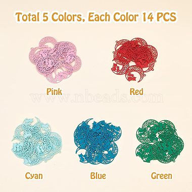 70Pcs 5 Colors 430 Stainless Steel Kitten Pendants(STAS-UN0027-01)-4