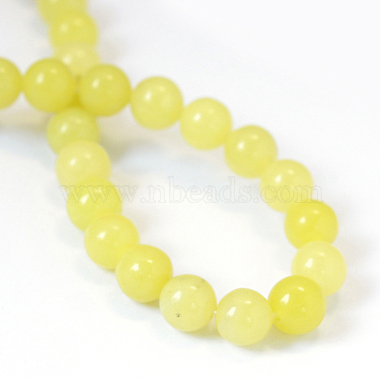 Jade naturel de citron chapelets de perles rondes(X-G-E334-6mm-07)-3