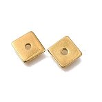 304 Stainless Steel Beads, Ion Plating(IP), Square, Real 18K Gold Plated, 6x6x0.8mm, Hole: 1.4mm(STAS-L315-068B-G)