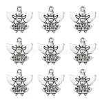Tibetan Style Alloy Pendants, Lead Free & Cadmium Free, Angel, Antique Silver, 19x19x3mm, Hole: 2mm(TIBEP-4643-AS-LF)