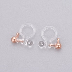 Transparent U Type Painless Prevent Allergy Resin Ear Clip, with Stainless Steel Findings, Rose Gold, 11x10.5x3mm, Hole: 1.4mm(X-KY-L005-05RG)