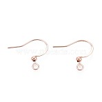 Long-Lasting Plated Brass French Hooks with Coil and Ball, Flat Ear Wire, with Horizontal Loop, Real Rose Gold Plated, 18~19x3mm, Hole: 2mm, Pin: 0.7mm(KK-K204-137RG)