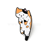 Cartoon Cat Enamel Pin, Light Gold Plated Alloy Badge for Backpack Clothes, Orange, 28x15x1.3mm(JEWB-J005-10F-EB)