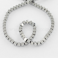 Non-magnetic Synthetic Hematite Beads Strands, Faceted, Grade A, Round, Silver Plated, 4x4mm, Hole: 1mm(G-Q875-4x4mm-7)