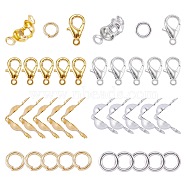 100Pcs 2 Colors Zinc Alloy Lobster Claw Clasps, with 400Pcs 2 Colors 304 Stainless Steel Jump Rings and 400Pcs 2 Colors Iron Bead Tips, Platinum & Golden, 12x6mm, Hole: 1.2mm(FIND-SZ0001-72)