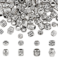 120Pcs 8 Style Tibetan Style Alloy European Beads, Large Hole Beads, Mixed Shapes, Antique Silver, 6~11x5.5~10mm, hole: 3.5~5.5mm, 15pcs/style(TIBEB-NB0001-33)