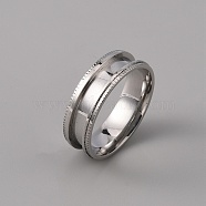 201 Stainless Steel Grooved Finger Ring Settings, Ring Core Blank, for Inlay Ring Jewelry Making, Stainless Steel Color, Size 13, Inner Diameter: 23mm(STAS-WH0027-26H-P)