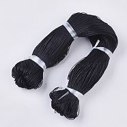 Eco-Friendly Waxed Cotton Cord, 100% Cotton Thread, for Macrame, Jewelry Making Beading Crafting, Black, 1mm, about 382.76 yards(350m)/bundle(YC-S008-01)