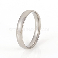 201 Stainless Steel Plain Band Rings, Stainless Steel Color, Size 9, Inner Diameter: 19mm, 4mm(RJEW-G107-4mm-9-P)