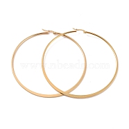 Vacuum Plating 201 Stainless Steel Flat Big Hoop Earrings with 304 Stainless Steel Pin for Women, Golden, 89x83x2mm, Pin: 0.7mm(EJEW-F280-17A-G)