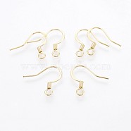 316 Surgical Stainless Steel French Earring Hooks, with Horizontal Loop, Flat Earring Hooks, Real 18K Gold Plated, 15x16mm, Hole: 2mm(X-STAS-P221-02G)
