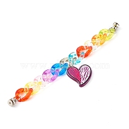 Acrylic Curb Chain Phone Case Chain, Anti-Slip Phone Finger Strap, Phone Grip Holder for DIY Phone Case Decoration, Heart, Platinum, Colorful, 180mm(HJEW-JM00504-02)