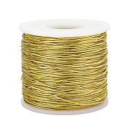 Golden Silk Elastic Thread, with Latex Thread & Plastic Spool, Champagne Yellow, 1mm, 100m/roll(EW-WH0003-10A-02)