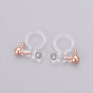 Transparent U Type Painless Prevent Allergy Resin Ear Clip, with Stainless Steel Findings, Rose Gold, 11x10.5x3mm, Hole: 1.4mm(X-KY-L005-05RG)