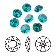 Pointed Back & Back Plated Glass Rhinestone Cabochons, Grade A, Faceted, Flat Round, Blue Zircon, 8x4.5mm(RGLA-J012-8mm-229)