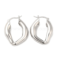 Rack Plating Brass Hoop Earrings for Women, Lead Free & Cadmium Free, Long-Lasting Plated, Platinum, 27x21x6mm(EJEW-Q770-17P)