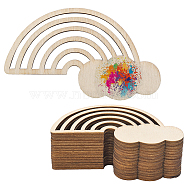 DIY Unfinished Rainbow Wooden Pendant Decorations, for Hanging Craft Making, Linen, 5.7x9.9x0.2cm(WOOD-WH0030-48)
