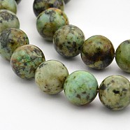 Round Natural African Turquoise(Jasper) Bead Strands, 8mm, Hole: 1mm, about 46pcs/strand, 15 inch(G-D626-8mm)