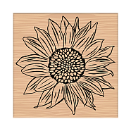 1Pc Beechwood Stamps & 1Pc Resin Stamp Sheet, Square, Scrapbook Accessories, Sunflower Pattern, 7.6x7.58x2.5cm, 1pc/style(DIY-CP0007-96I)