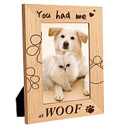 Natural Wood Photo Frames, for Tabletop Display Photo Frame, Rectangle with Word, Paw Print, 152x102mm(DIY-WH0247-018)