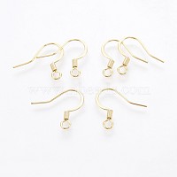 316 Surgical Stainless Steel French Earring Hooks, Flat Earring Hooks, Golden, 15x16mm, Hole: 2mm