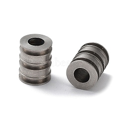 303 Stainless Steel European Beads, Large Hole Beads, Grooved Column, Stainless Steel Color, 8x10mm, Hole: 4mm(STAS-Q302-18A-P)