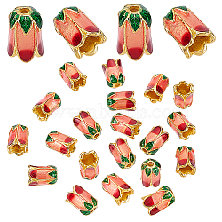 Elite Alloy Bead Caps, with Enamel, 5-Petal, Light Salmon, 11x8mm, Hole: 2mm, 20pcs/box(ENAM-PH0002-33A)