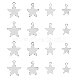 Unicraftale Stainless Steel Laser Cut Charms, Blank Stamping Tag, Star, Stainless Steel Color, 10~20x8.5~18x0.5~1mm, Hole: 1~1.5mm, 80pcs/box(STAS-UN0013-20P)