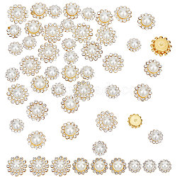 120Pcs 3 Style Flower Sew on Rhinestone, Plastic Rhinestones, with Imitation Pearl & Golden Iron Settings, Crystal, 9~13x7.5~8.5mm, 40pcs/style(FIND-GF0004-14)