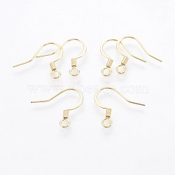 316 Surgical Stainless Steel French Earring Hooks, with Horizontal Loop, Flat Earring Hooks, Golden, 15x16mm, Hole: 2mm(X-STAS-P221-02G)