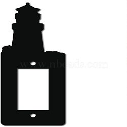 Iron Light Switch Decorations, with Screws, Rectangle with Tower, Black, 199x70x1.5mm(AJEW-WH0238-010)