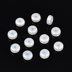 ABS Plastic Imitation Pearl Beads, Flat Round, Creamy White, 6x3mm, Hole: 1.5mm, about 705pcs/50g(X-OACR-N008-109)