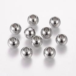 304 Stainless Steel European Beads, Large Hole Beads, Barrel, 10x8mm, Hole: 5mm(STAS-E034-1)