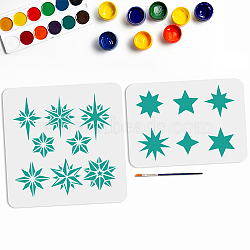 US 1 Set PET Hollow Out Drawing Painting Stencils, for DIY Scrapbook, Photo Album, with 1Pc Art Paint Brushes, for Acrylic Painting Watercolor Oil Gouache, Star, Stencils: 297~300x210~300mm, 2pcs/set(DIY-MA0002-62)