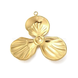 304 Stainless Steel Pendants, Flower Charm, Golden, 28x31x3mm, Hole: 1.4mm(STAS-U027-01G-06)