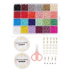 DIY Eyeglasses Chains Making Kits, Including 24 Colors Glass Seed Beads, Acrylic Beads, Lobster Claw Clasps, Glasses Rubber Loop Ends, Elastic Crystal Thread, Mixed Color(DIY-YW0002-01)