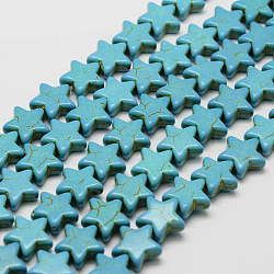 Synthetic Howlite Bead Strands, for DIY Jewelry Making, Dyed, Star, Cyan, 11.5x11.5x4.5mm, Hole: 1mm, about 40pcs/strand, 15.9 inch(X-G-P228-13-12x12mm)