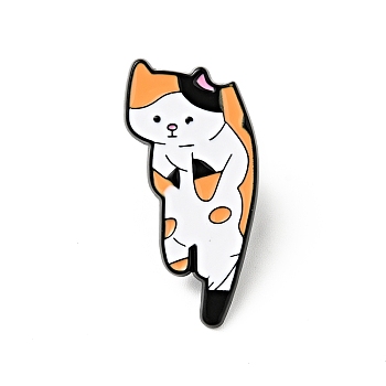 Cartoon Cat Enamel Pin, Light Gold Plated Alloy Badge for Backpack Clothes, Orange, 28x15x1.3mm