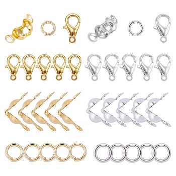100Pcs 2 Colors Zinc Alloy Lobster Claw Clasps, with 400Pcs 2 Colors 304 Stainless Steel Jump Rings and 400Pcs 2 Colors Iron Bead Tips, Platinum & Golden, 12x6mm, Hole: 1.2mm
