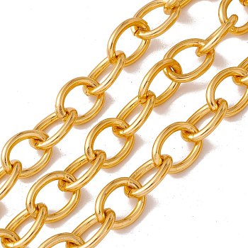 Oval Oxidation Aluminum Cable Chains, Unwelded, with Spool, Golden, Link: 21x16x3mm, about 10m/roll