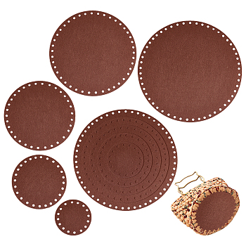 Elite 10 Sets 5 Style Flat Round Felt Fabric, for DIY Crafts Sewing Accessories, Coffee, 10~30x0.3cm, Hole: 6mm, 5pcs/set, 2 sets/style