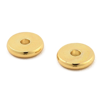 Brass Spacer Beads, Flat Round/Disc, Real 18K Gold Plated, 6x1mm, Hole: 1.5mm