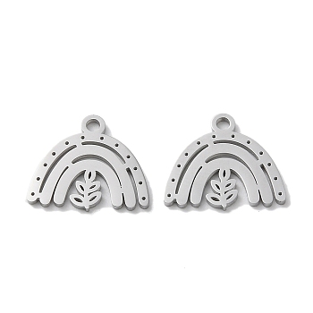 Non-Tarnish 304 Stainless Steel Charms, Manual Polishing, Rain & Leaf, Stainless Steel Color, 12.5x14x1mm, Hole: 1.6mm