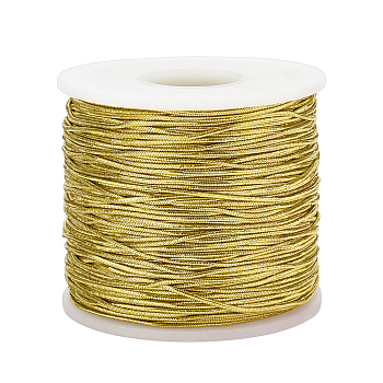 Golden Silk Elastic Thread, with Latex Thread & Plastic Spool, Champagne Yellow, 1mm, 100m/roll