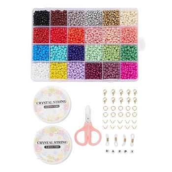 DIY Eyeglasses Chains Making Kits, Including 24 Colors Glass Seed Beads, Acrylic Beads, Lobster Claw Clasps, Glasses Rubber Loop Ends, Elastic Crystal Thread, Mixed Color