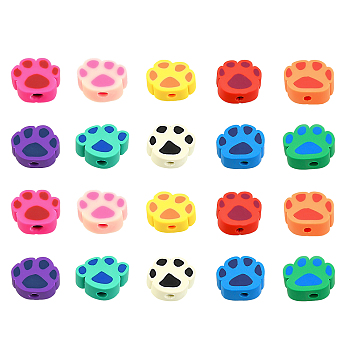 ARRICRAFT Handmade Polymer Clay Beads Strands, for DIY Jewelry Crafts Supplies, Dog Paw Print, Mixed Color, 7~9x9~11x4mm, Hole: 1.5mm, about 40~41pcs/strand, 12.87 inch~13.27 inch(32.7~33.7cm), 4strand/box